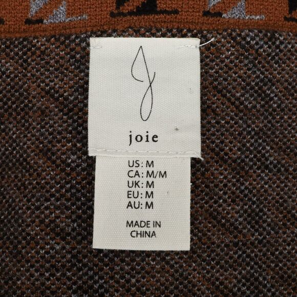 Joie Sweater Womens Jacket Medium Brown Black Blue Check Double Breasted Knit - Picture 3 of 11